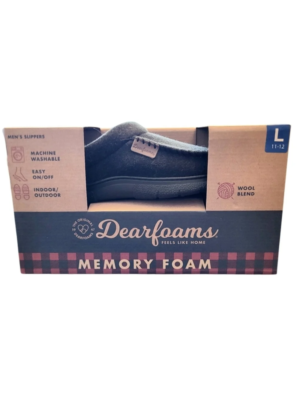 NWT Dearfoams Men’s Black Clog Style Memory Foam Slippers - Sz L (11-12)